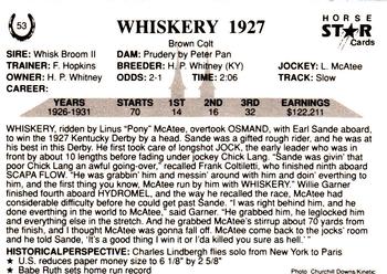 1991 Horse Star Kentucky Derby #53 Whiskery Back